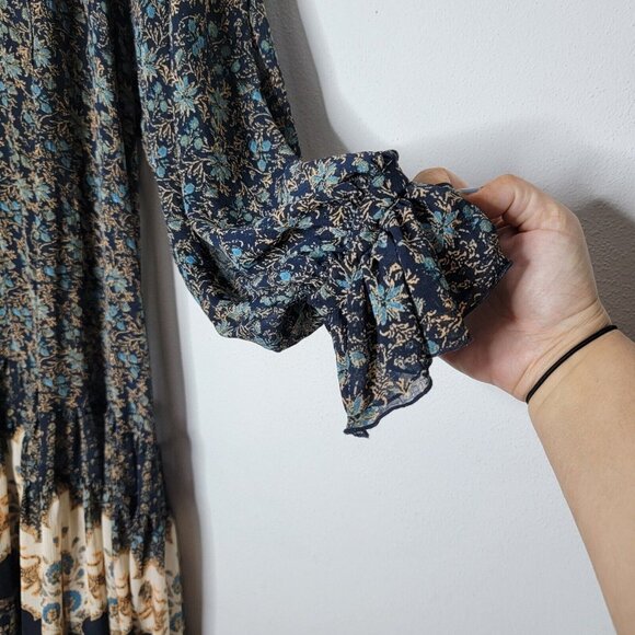 Free People Small Feeling Groovy Border Print Maxi Dress Boho Oversized Festival - Picture 6 of 8